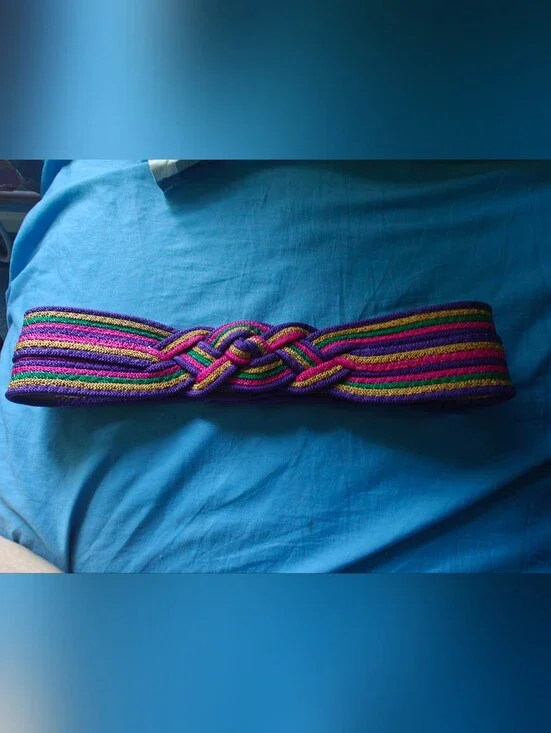 vintage Braided belt stripes Velcro Oriental 80s Up To 30