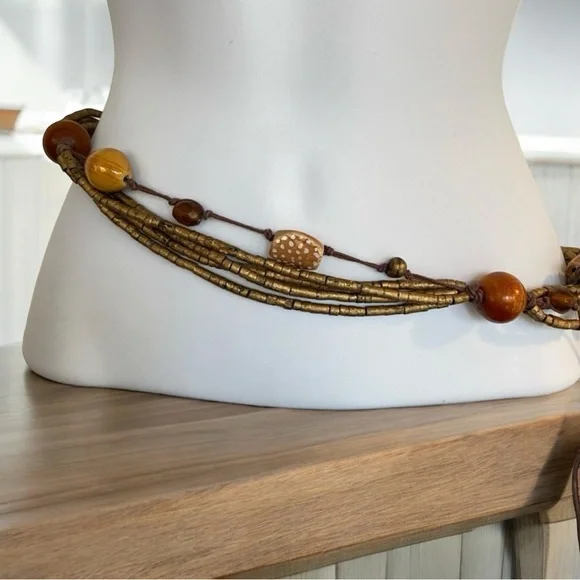 Chico’s Beaded Belt Tie Back Boho Size S/M