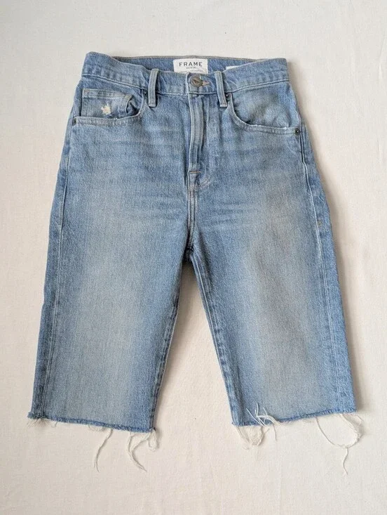 FRAME Le Vintage Bermuda Denim Shorts Medina Light Wash 23