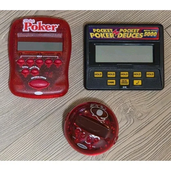 Radica Electronic Game Lot 20 Q Questions Pocket Poker Royal Flush 5000‎ TESTED