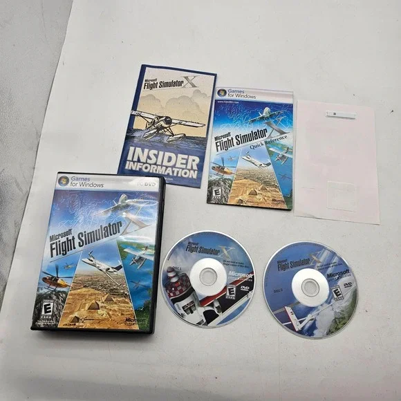 Microsoft Flight Simulator X PC DVD Game Windows Simulation Manual 2 Disc Set