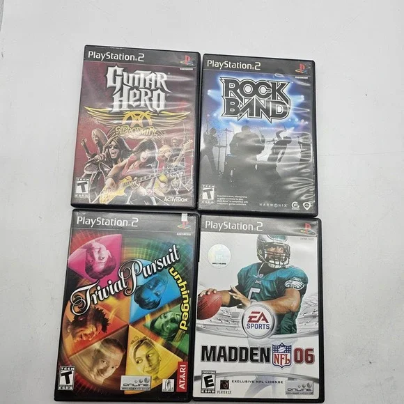 Guitar Hero Aerosmith Rock Band Trivial Pursuit Madden 06 PS2 Video Game Lot