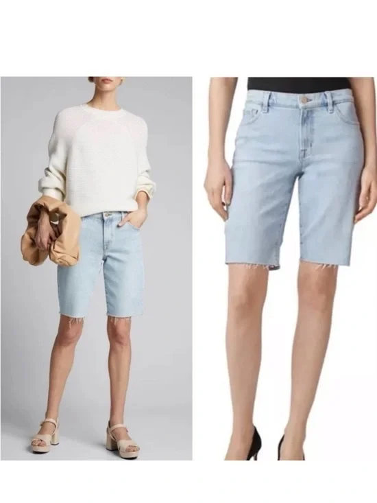J Brand Gigi Bermuda Denim Shorts NWT Size 27 Raw Hem Light Wash