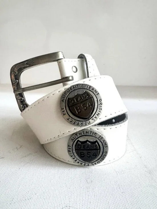 Vintage B 54 White Leather Belt