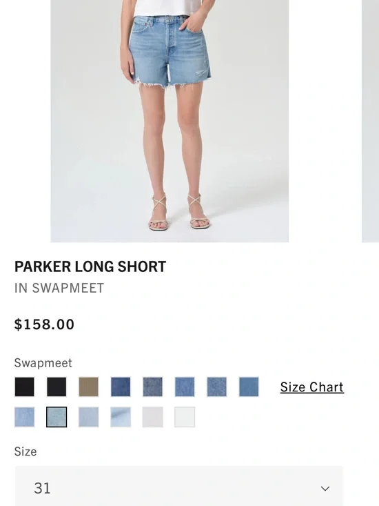 NWT Agolde Parker Long Short in Swapmeet size 31 Retail $158!