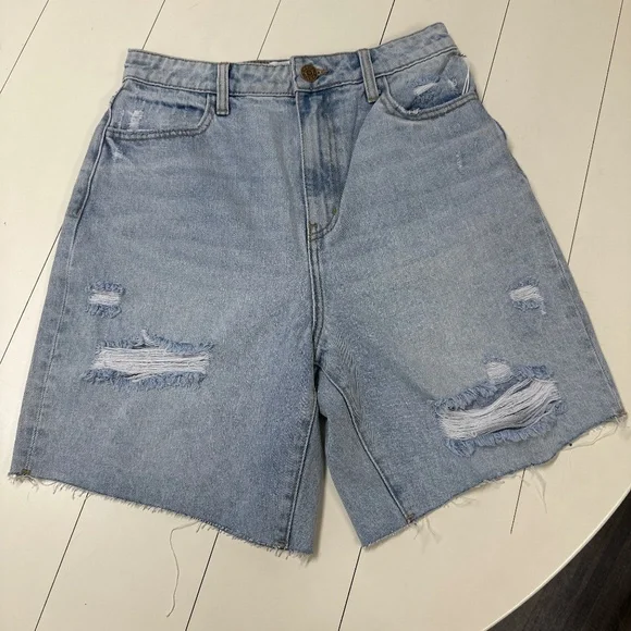 Long Denim distressed Denim shorts