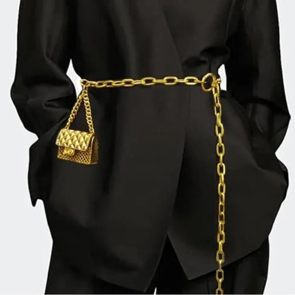 Gold Chain Waist Belt with Mini Bag