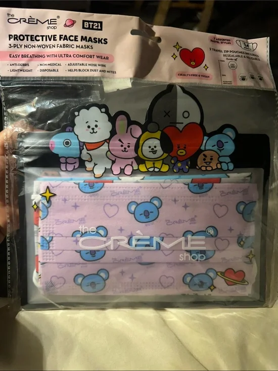 BT21 x The Crème Shop Pink Character Face Masks