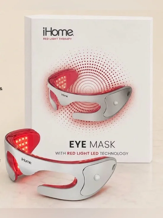 iHome Red LED Eye Mask - Red and Silver Red Light Therapy