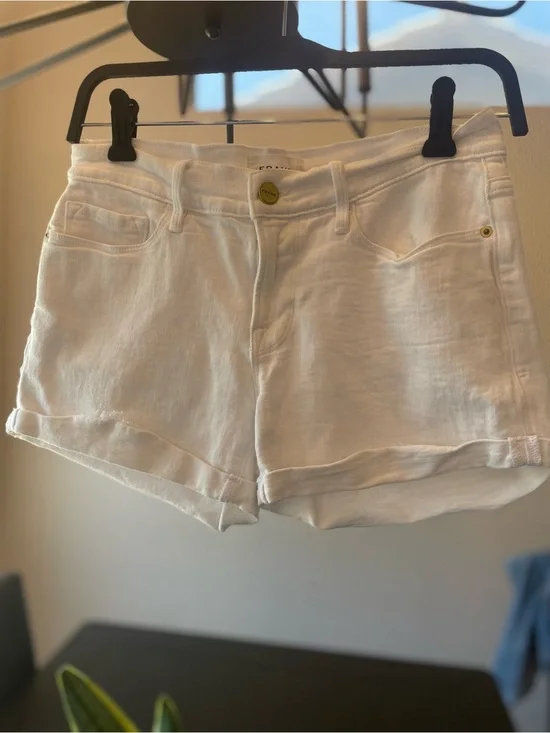 FRAME Le Cutoff Blanc White Denim Jean Shorts Size 26 Stretch