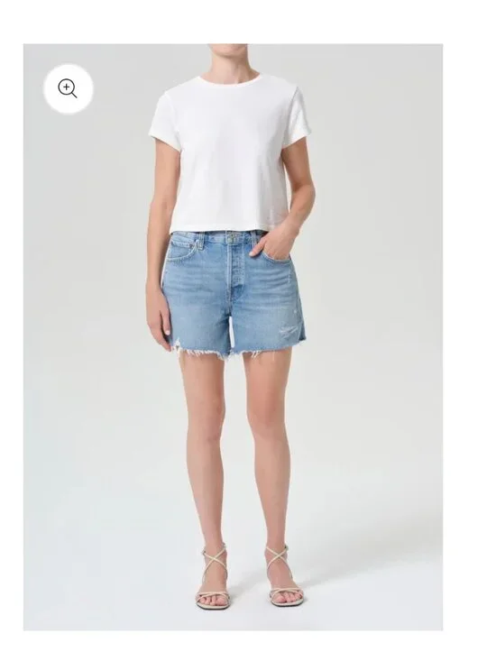 NWT AGOLDE Parker Long Shorts 31 SwapMeet High Rise Distressed Denim