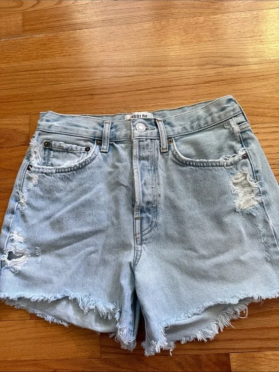 AGOLDE Parker  Long distressed Denim Shorts  24