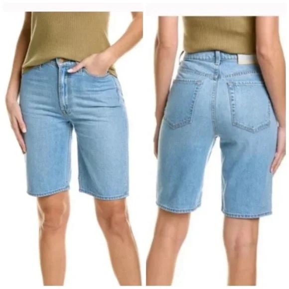 NWT MOTHER The Twizzy Knee Shorts Snacks High Rise Denim Shorts Size 26