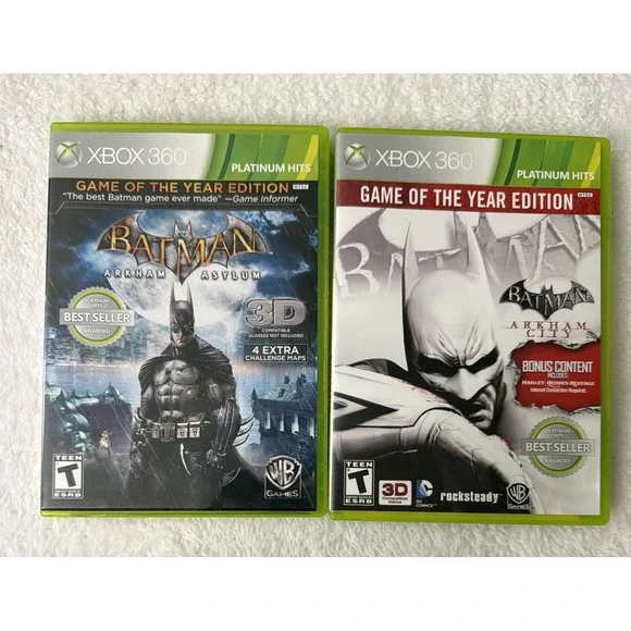 Batman Arkham Asylum and City GOTY Editions Xbox 360 CIB Complete in Box
