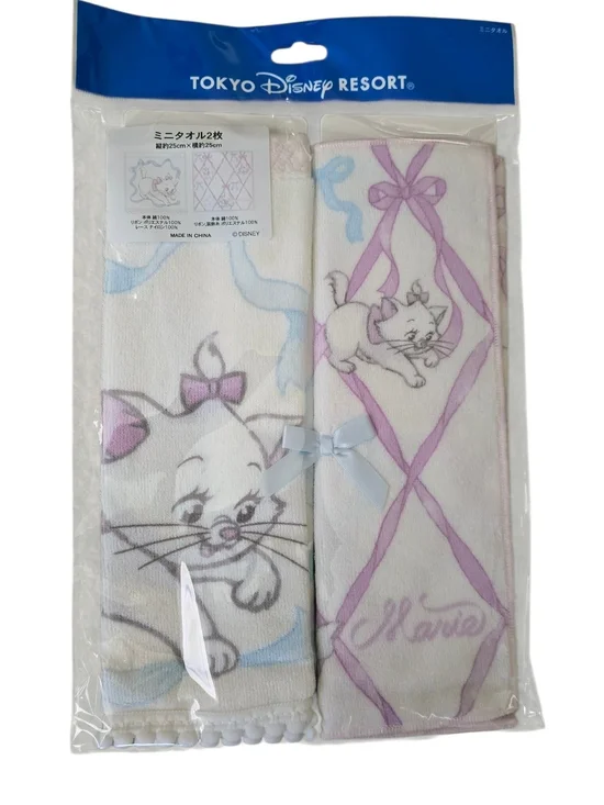 Tokyo Disney Resort Marie Aristocats Mini Towel Set 2 Kawaii Japan NWT