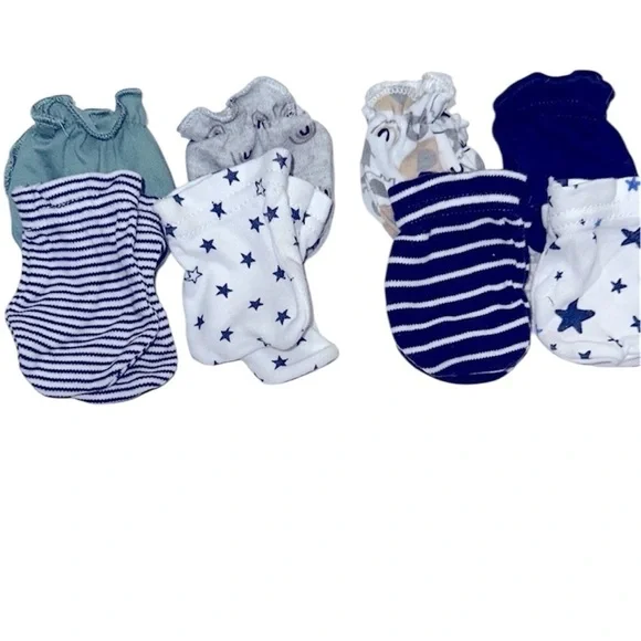 Assorted Baby Mittens Set - Green, Gray, Navy, and White