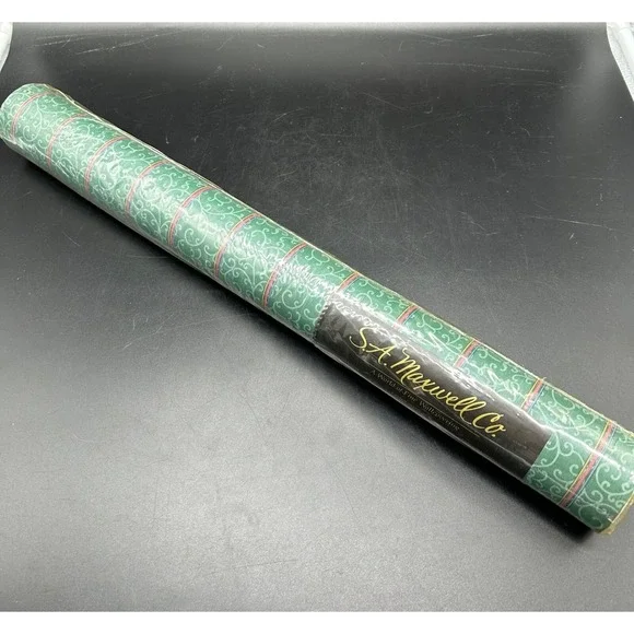 Vtg S.A. Maxwell Co. Wallpaper Green Purple Stripe 32.8 ft‎ x 20.3 in New