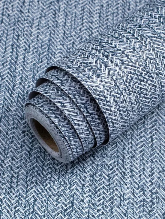 Grasscloth Peel & Stick self adhesive blue faux linen textured wallpaper