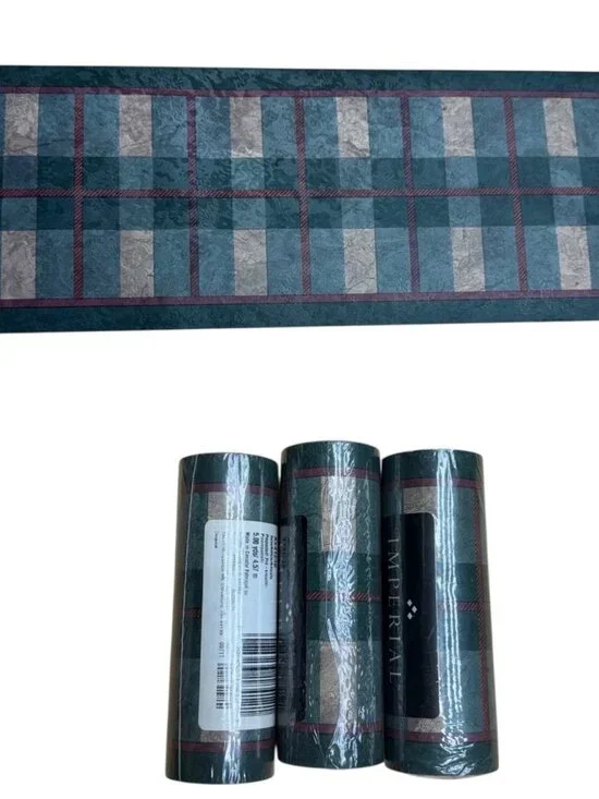 Vintage Wallpaper Border Plaid Classic English Country Chic Imperial 3 Rolls New