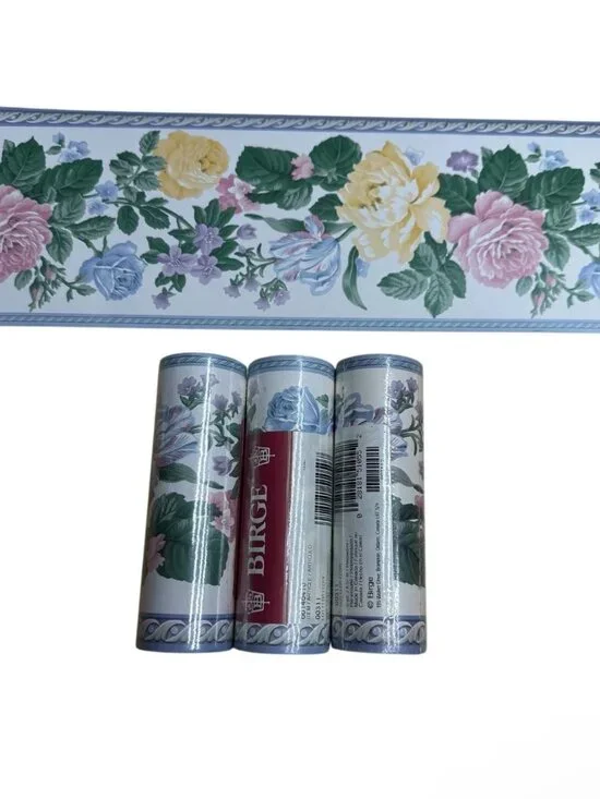 3 Rolls Vintage Wallpaper Border Birge Cottage Core Floral Roses 00311 NEW
