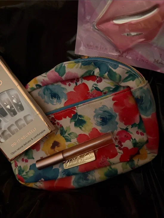 Pioneer woman floral cosmetic bag filled