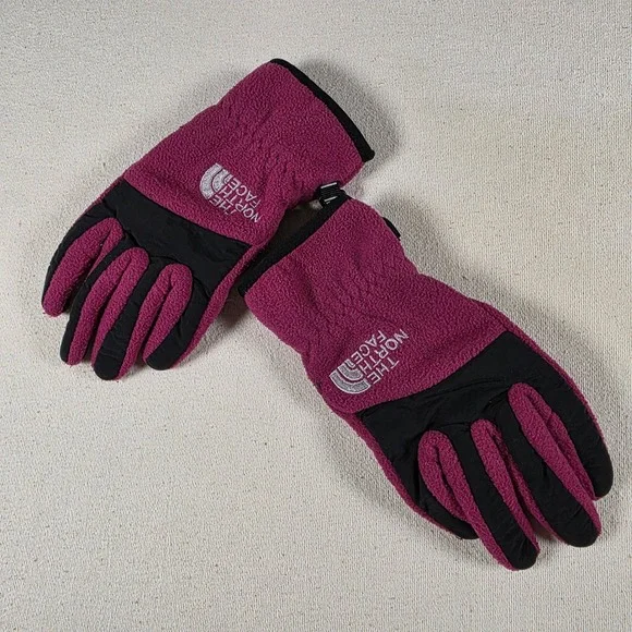 The North Face Girls Denali Fleece Gloves Magenta Pink Black Size S sku 430 7/8
