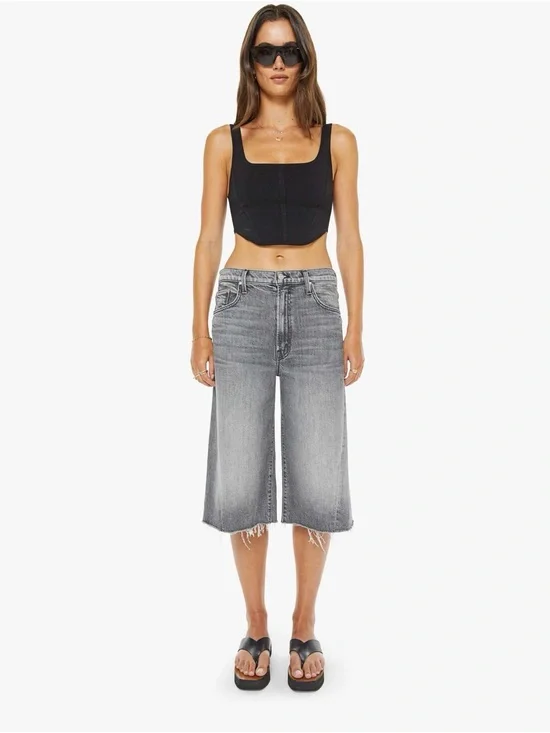 MOTHER The Whole Lot Zip Twist Fray shorts, bait and switch wash