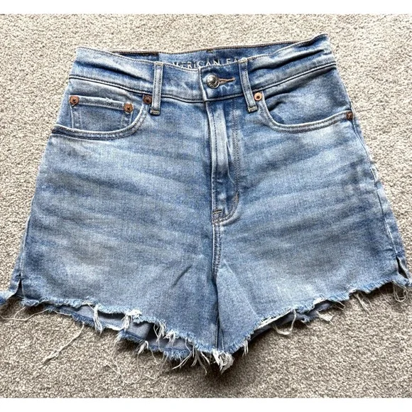 American Eagle Outfitters Womens Denim Cutoff Shorts Light Wash Size 00‎ Stretch