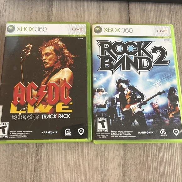 Xbox 360 Xbox Live Rock Band 2‎ & AC/DC Rock Band Track Pack Video Games