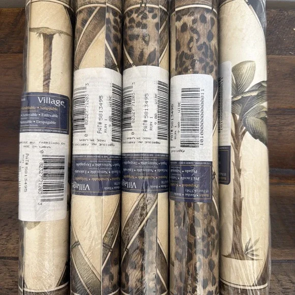 Tropical Tuscany Palm Tree Leopard Diamond Bamboo Frame Wallpaper Border 9