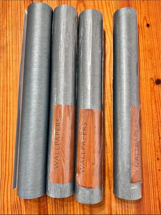 Metallic Silver blue  Wallpaper Rolls - 4 Pack