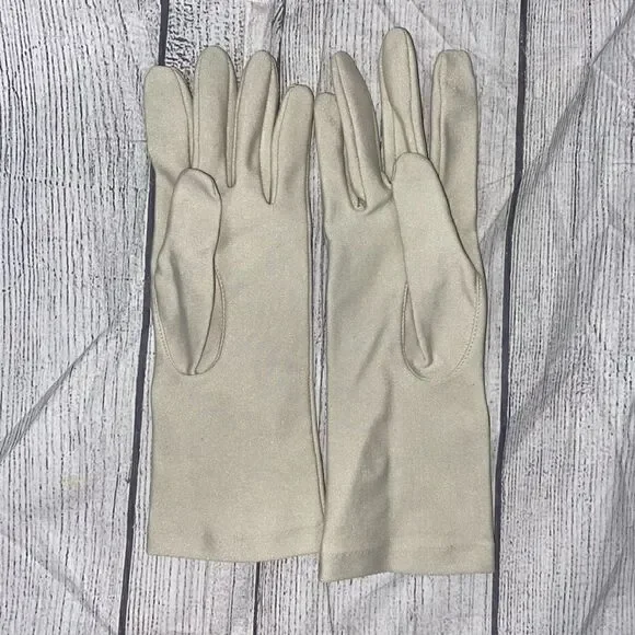 Vintage girls classic beige gloves big kid small