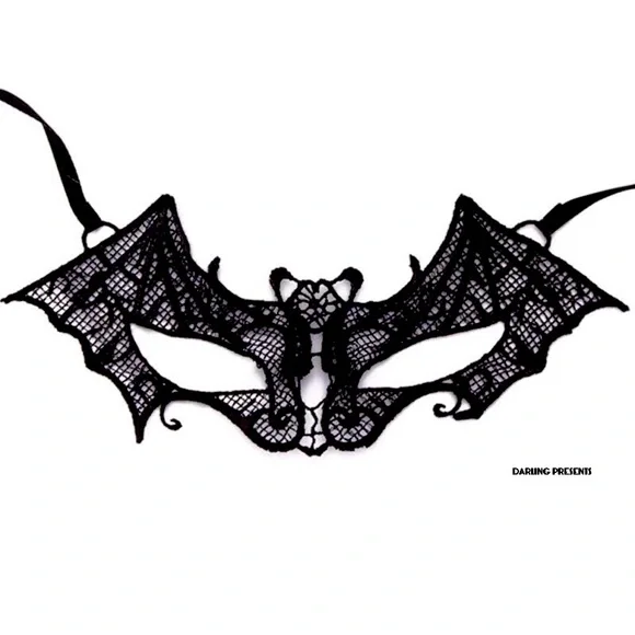 Bat Lace Face Mask Unisex Color Black Size OS
