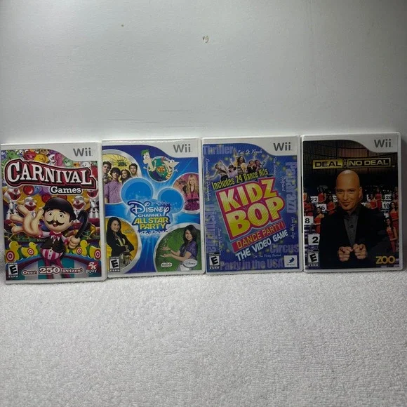Nintendo Wii Game Lot: Carnival Games, Disney All Star, Kidz Bop, Deal No Deal