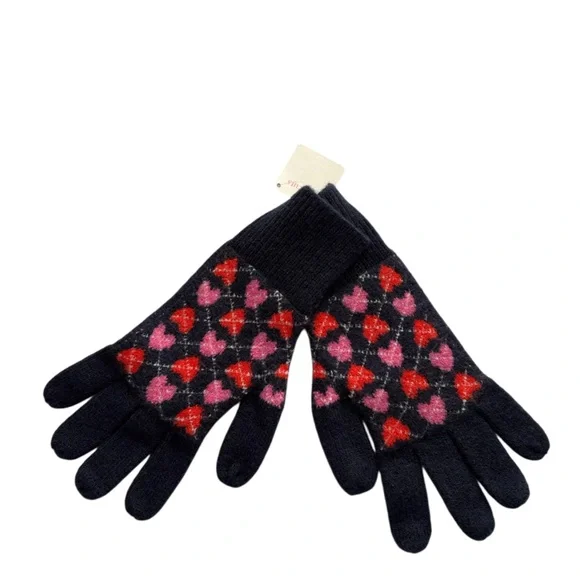 New J crew Crewcuts Girls' heart‎ argyle gloves in supersoft yarn Blue Pink