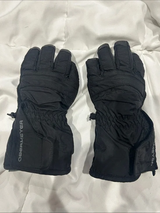 Kids Obermeyer Black Ski Gauntlet Gloves
