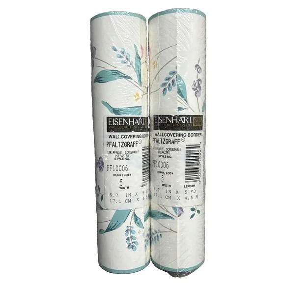 2 Pfaltzgraff APRIL Wallpaper Border NEW Sealed 5 Yds Ea Roll Eisenhart VTG Nos