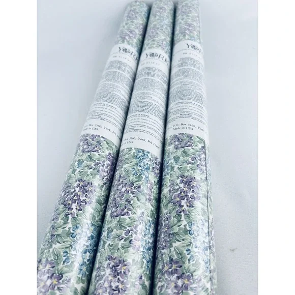 Vintage York Wallpaper WW 5117 R7‎ - 3 Double Rolls Beautiful Blue Purple Floral