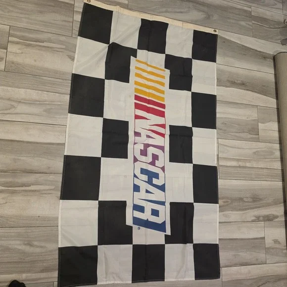 NASCAR Checkered Flag Banner Racing Flag Black White Wall Decor 3x5 Polyester