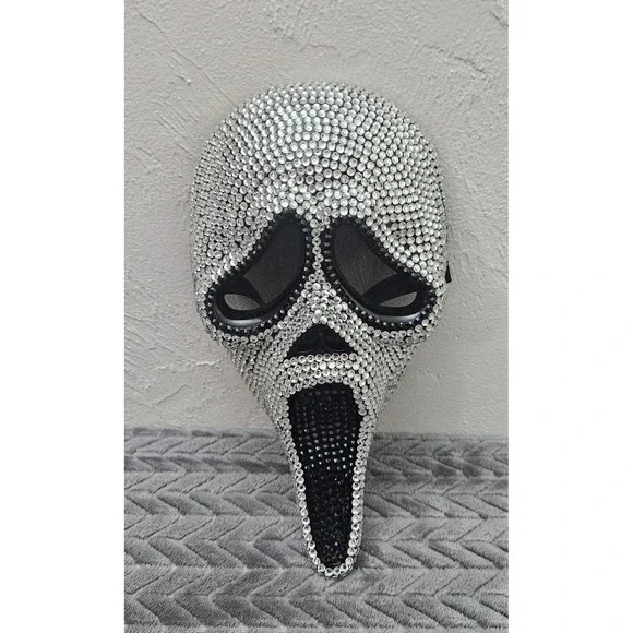 Scream Ghostface Bling Silver Rhinestone Adult Mask‎ Halloween Bedazzled