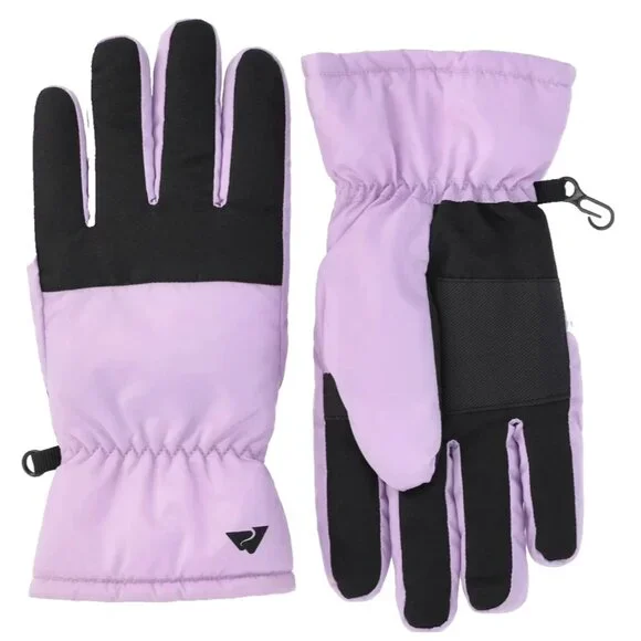 Ozark Trail Girls Gloves Water Resistant SIZE L-XL Purple Black Ski NEW