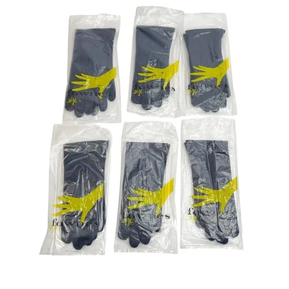 Lot of 6 Vintage Fownes Girls Navy Blue 100% Cotton Gloves Everyday Size 4