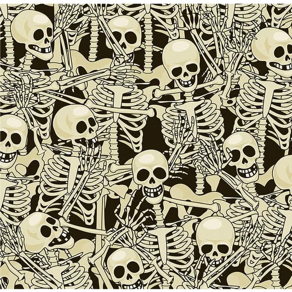 FunStick Skeleton Skull Peel and Stick Wallpaper 17.5in x 354in Removable Vinyl