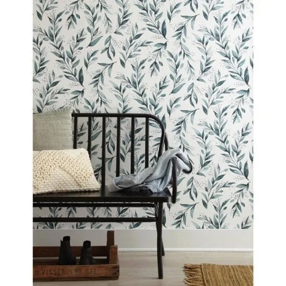 Magnolia Home by Joanna Gaines Olive Branch Teal Peel & Stick Wallpaper