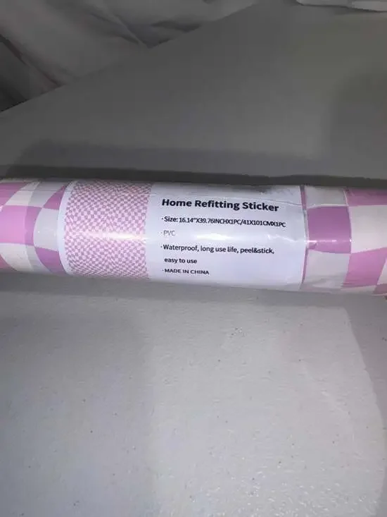 QUCHENG Home Refitting Sticker Pink and White Checkerboard Peel and Stick Wallpa