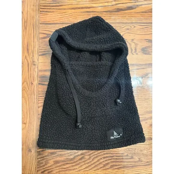 Skyvelvet Black Sherpa Fleece‎ Windproof Ski Mask Hood Hat Neck Warmer One Size