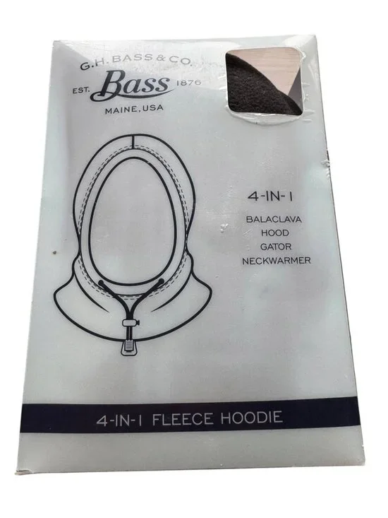 NEW G.H. Bass & Co. 4-In-1 Black Fleece Hood Balaclava Neck Warmer Outdoor Wear