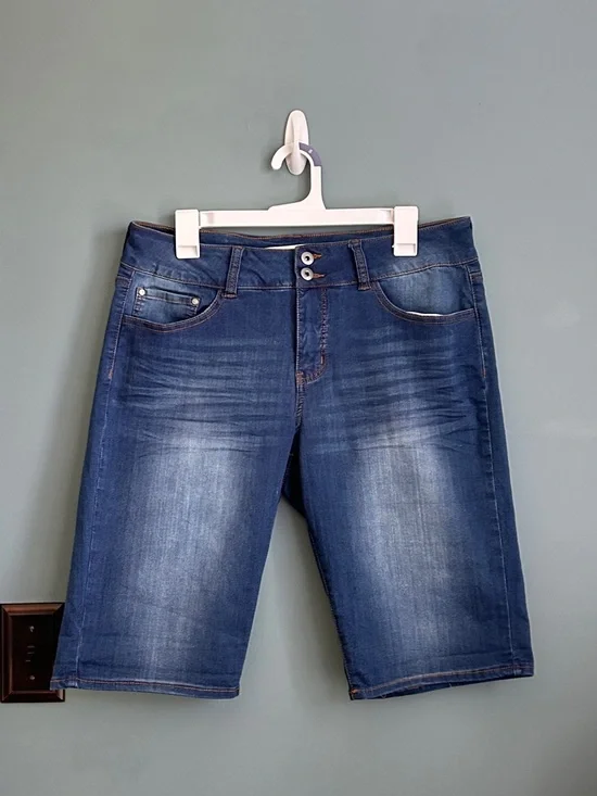 !it Jeans Claire Dark Blue Denim Bermuda Jean Shorts Curve Size 14