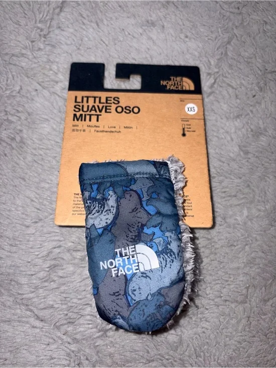 NWT-The North Face baby Faux-Fur Gray Mittens