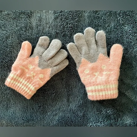 Kitten knit gloves for girls 2-4T